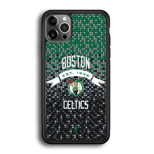 NBA Boston Celtics Colour Pixel iPhone 12 Pro Max Case-Rubber White (2D Case)-Oxvistore