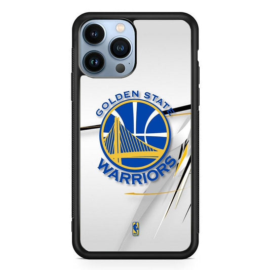 NBA Golden State Warriors Abstract Scratch iPhone 14 Pro Max Case-Rubber White (2D Case)-Oxvistore
