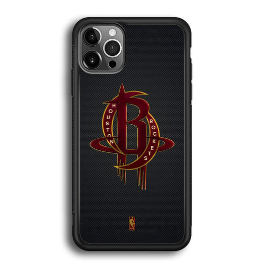 NBA Houston Rockets Gold Coil iPhone 12 Pro Case-Rubber White (2D Case)-Oxvistore