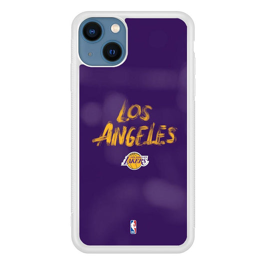 NBA Los Angeles Lakers Brush Strokes iPhone 15 Plus Case-Oxvistore