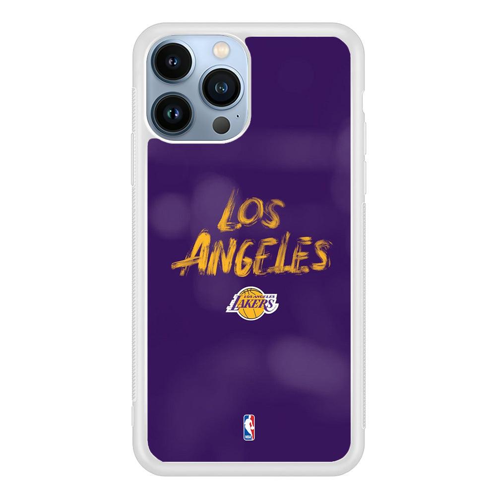 NBA Los Angeles Lakers Brush Strokes iPhone 15 Pro Case-Oxvistore