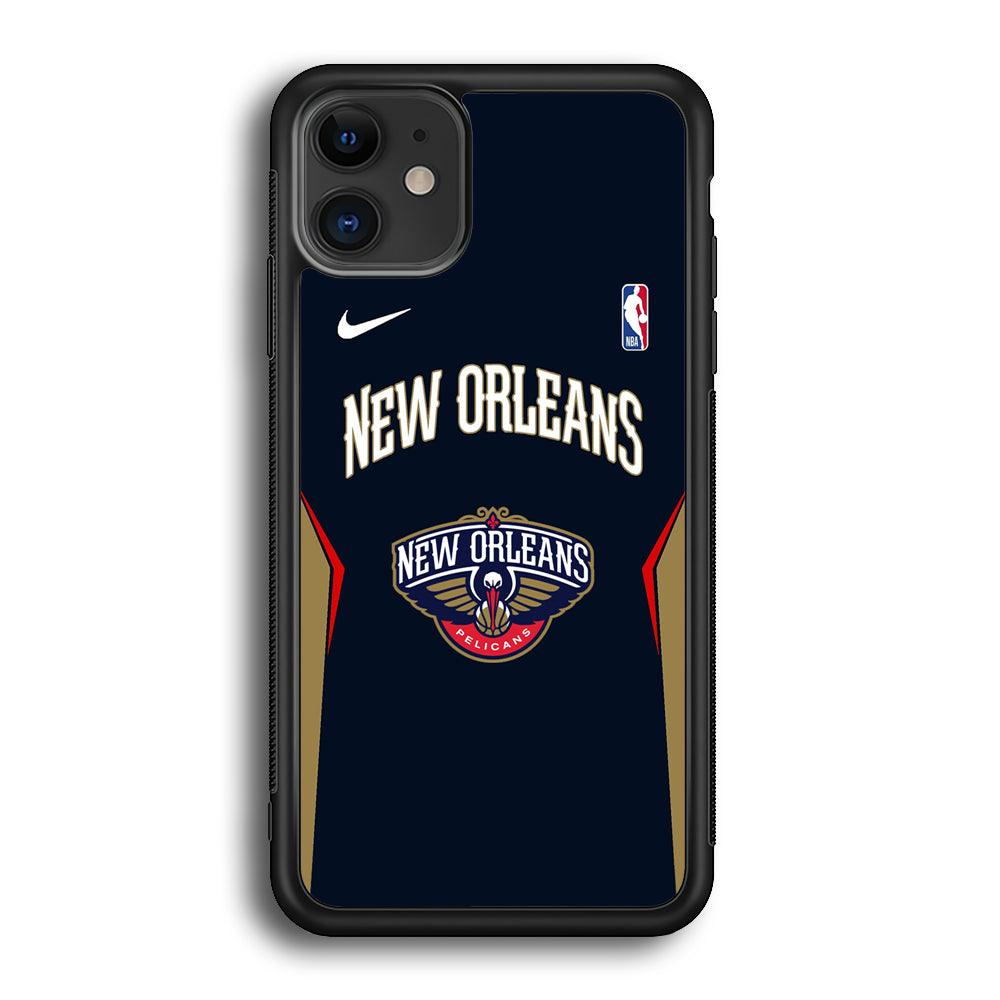 NBA New Orleans Pelicans Jersey Taste iPhone 12 Case-Rubber Black (2D Case)-Oxvistore