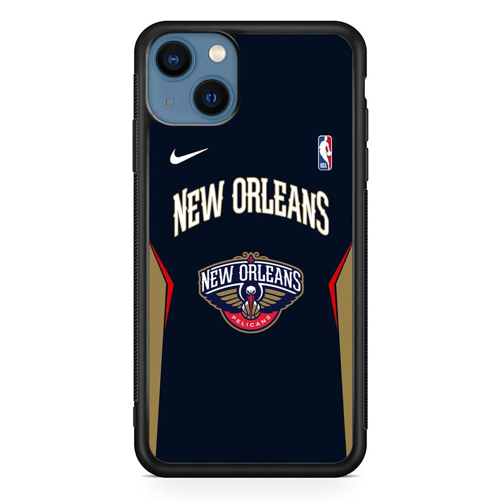NBA New Orleans Pelicans Jersey Taste iPhone 14 Case-Rubber White (2D Case)-Oxvistore