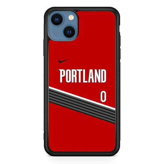 NBA Portland Trail Blazers Jersey iPhone 14 Plus Case-Rubber Black (2D Case)-Oxvistore