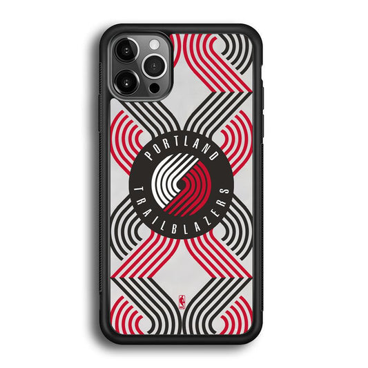 NBA Portland Trail Blazers Patern Logo iPhone 12 Pro Case-Rubber Black (2D Case)-Oxvistore