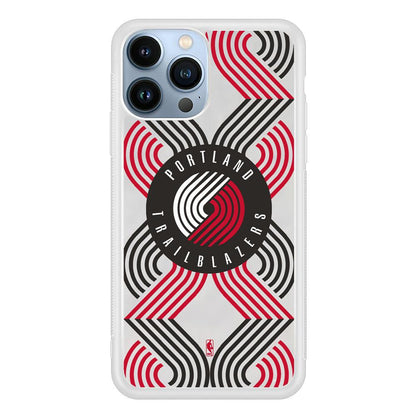 NBA Portland Trail Blazers Patern Logo iPhone 15 Pro Case-Oxvistore