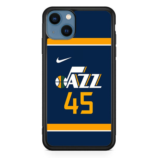 NBA Utah Jazz Jersey iPhone 14 Case-Rubber White (2D Case)-Oxvistore
