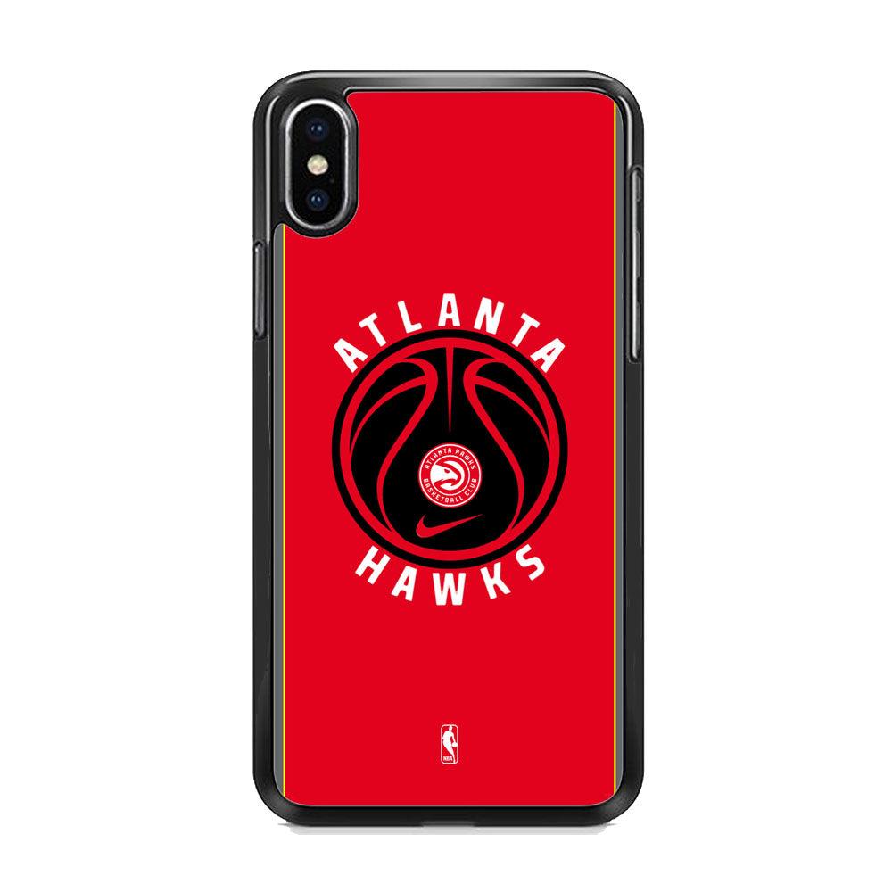 NBA Atlanta Hawks Simplicity iPhone XS Case-Rubber White (2D Case)-Oxvistore