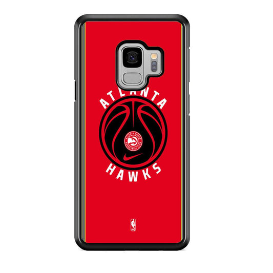 NBA Atlanta Hawks Simplicity Samsung Galaxy S9 Case-Rubber Black (2D Case)-Oxvistore