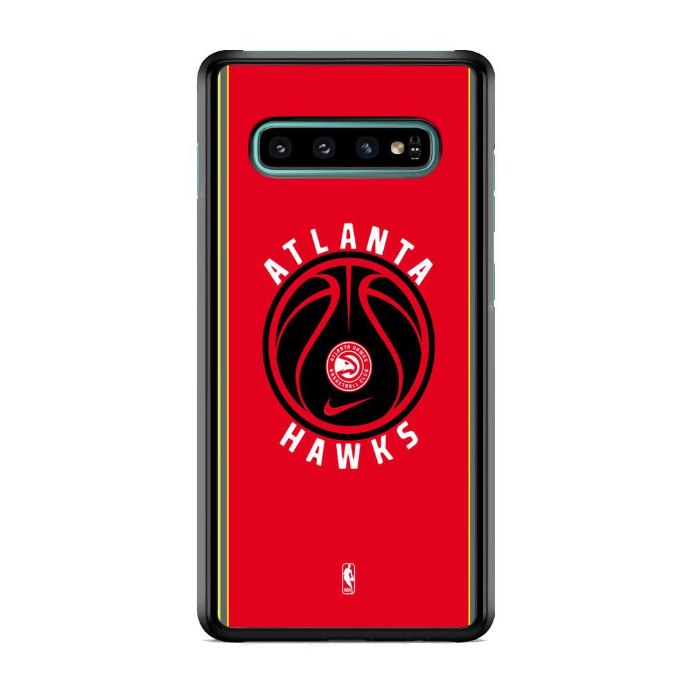 NBA Atlanta Hawks Simplicity Samsung Galaxy S10 Plus Case-Rubber Black (2D Case)-Oxvistore