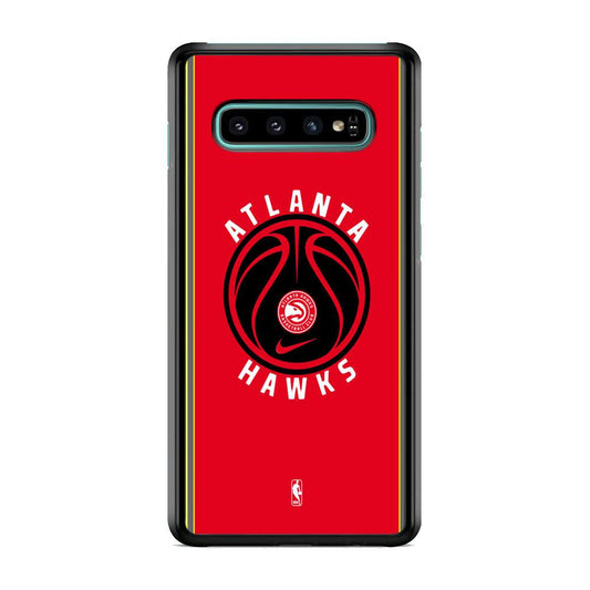 NBA Atlanta Hawks Simplicity Samsung Galaxy S10 Plus Case-Rubber Black (2D Case)-Oxvistore