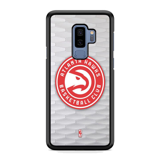 NBA Atlanta Hawks White Texture Samsung Galaxy S9 Plus Case-Rubber Black (2D Case)-Oxvistore