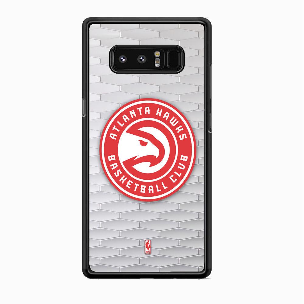 NBA Atlanta Hawks White Texture Samsung Galaxy Note 8 Case-Rubber Black (2D Case)-Oxvistore