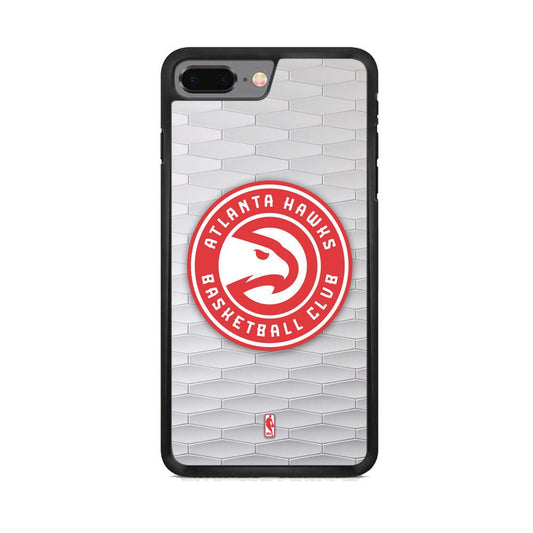 NBA Atlanta Hawks White Texture iPhone 7 Plus Case-Rubber White (2D Case)-Oxvistore