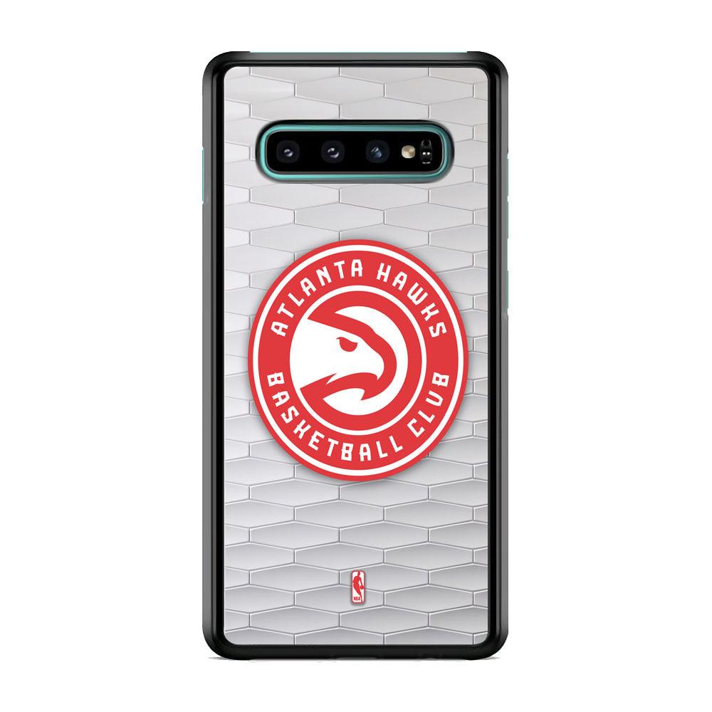 NBA Atlanta Hawks White Texture Samsung Galaxy S10 Plus Case-Rubber Black (2D Case)-Oxvistore