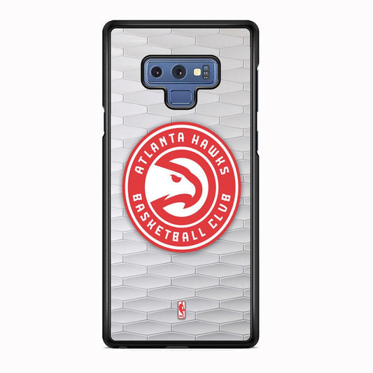 NBA Atlanta Hawks White Texture Samsung Galaxy Note 9 Case-Rubber Black (2D Case)-Oxvistore