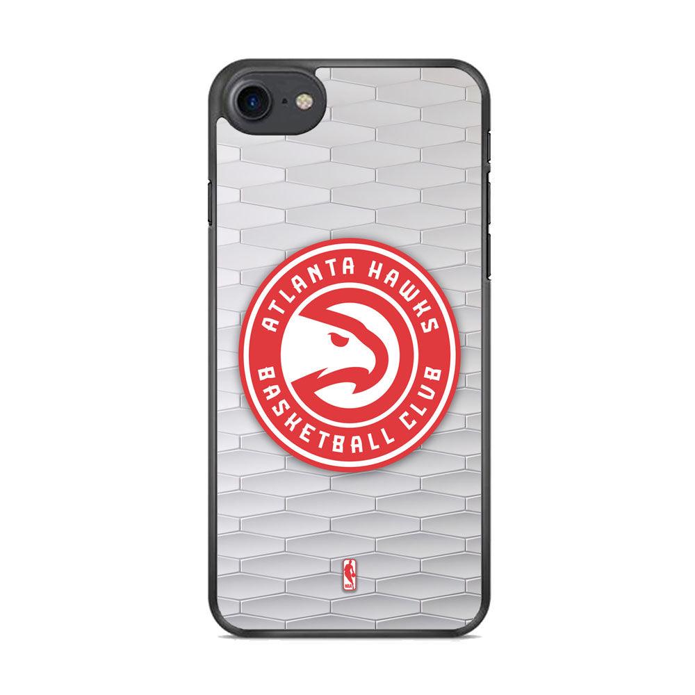 NBA Atlanta Hawks White Texture iPhone 7 Case-Rubber Black (2D Case)-Oxvistore