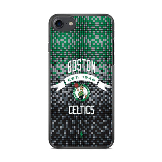 NBA Boston Celtics Colour Pixel iPhone 8 Case-Rubber Black (2D Case)-Oxvistore