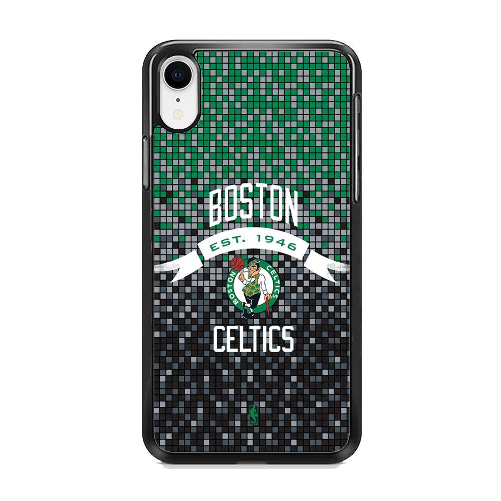 NBA Boston Celtics Colour Pixel iPhone XR Case-Rubber Black (2D Case)-Oxvistore