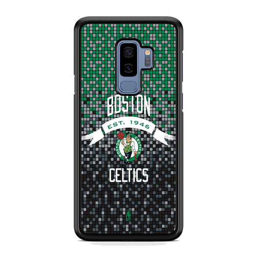 NBA Boston Celtics Colour Pixel Samsung Galaxy S9 Plus Case-Rubber Black (2D Case)-Oxvistore