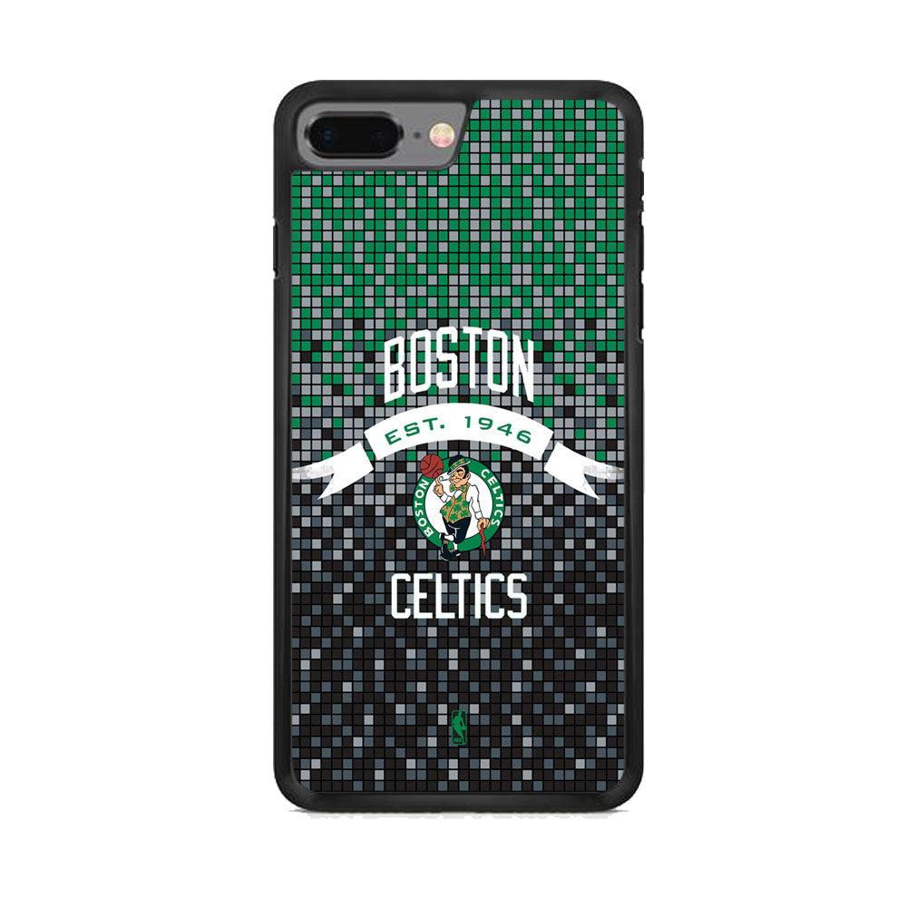NBA Boston Celtics Colour Pixel iPhone 8 Plus Case-Rubber Black (2D Case)-Oxvistore