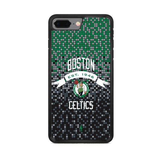 NBA Boston Celtics Colour Pixel iPhone 8 Plus Case-Rubber Black (2D Case)-Oxvistore