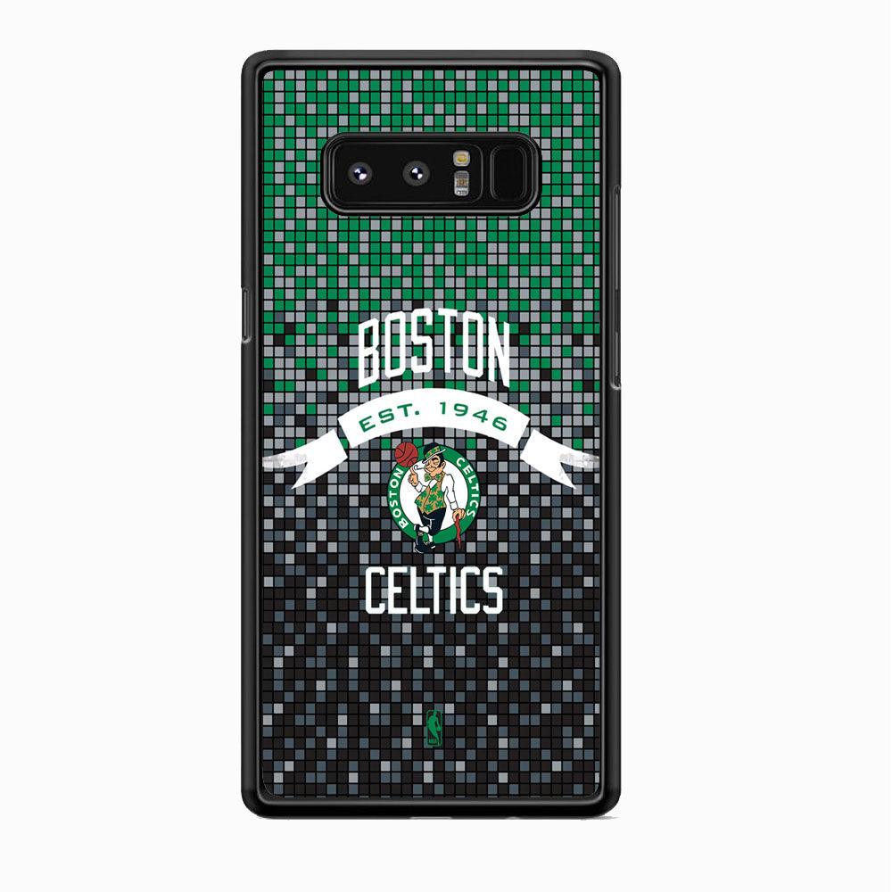 NBA Boston Celtics Colour Pixel Samsung Galaxy Note 8 Case-Rubber Black (2D Case)-Oxvistore
