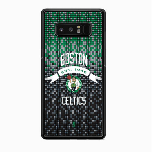 NBA Boston Celtics Colour Pixel Samsung Galaxy Note 8 Case-Rubber Black (2D Case)-Oxvistore