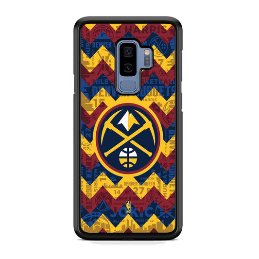 NBA Denver Nuggets Collage on Chevron Samsung Galaxy S9 Plus Case-Rubber Black (2D Case)-Oxvistore