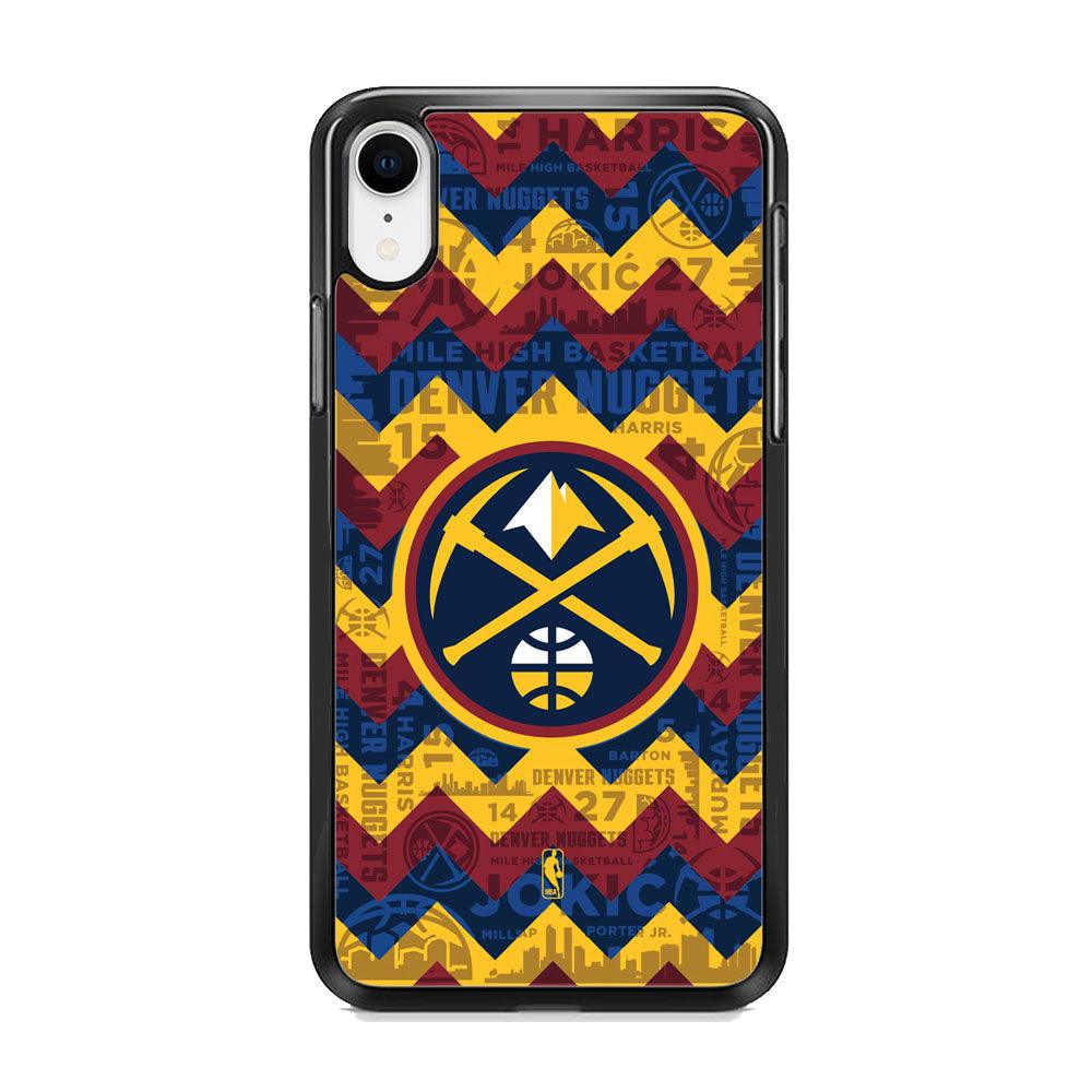 NBA Denver Nuggets Collage on Chevron iPhone XR Case-Rubber Black (2D Case)-Oxvistore