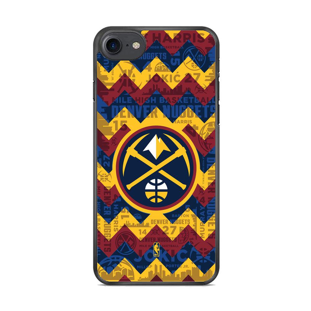 NBA Denver Nuggets Collage on Chevron iPhone 7 Case-Rubber Black (2D Case)-Oxvistore