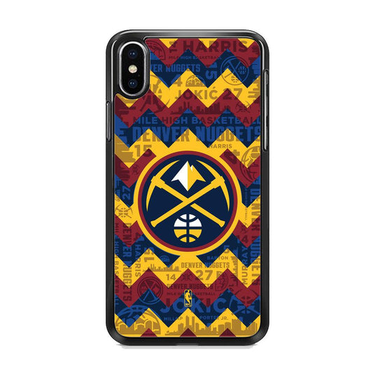 NBA Denver Nuggets Collage on Chevron iPhone XS Case-Rubber Black (2D Case)-Oxvistore