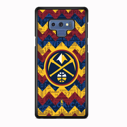 NBA Denver Nuggets Collage on Chevron Samsung Galaxy Note 9 Case-Rubber Black (2D Case)-Oxvistore