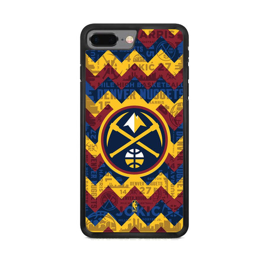 NBA Denver Nuggets Collage on Chevron iPhone 8 Plus Case-Rubber Black (2D Case)-Oxvistore