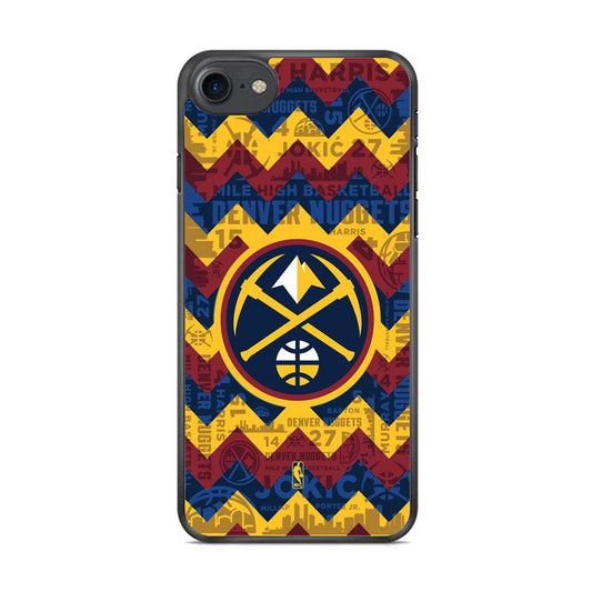 NBA Denver Nuggets Collage on Chevron iPhone 8 Case-Rubber White (2D Case)-Oxvistore