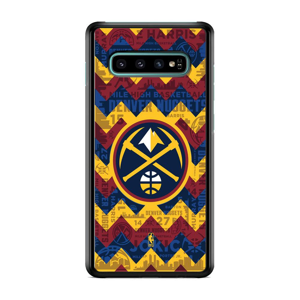 NBA Denver Nuggets Collage on Chevron Samsung Galaxy S10 Case-Rubber Black (2D Case)-Oxvistore
