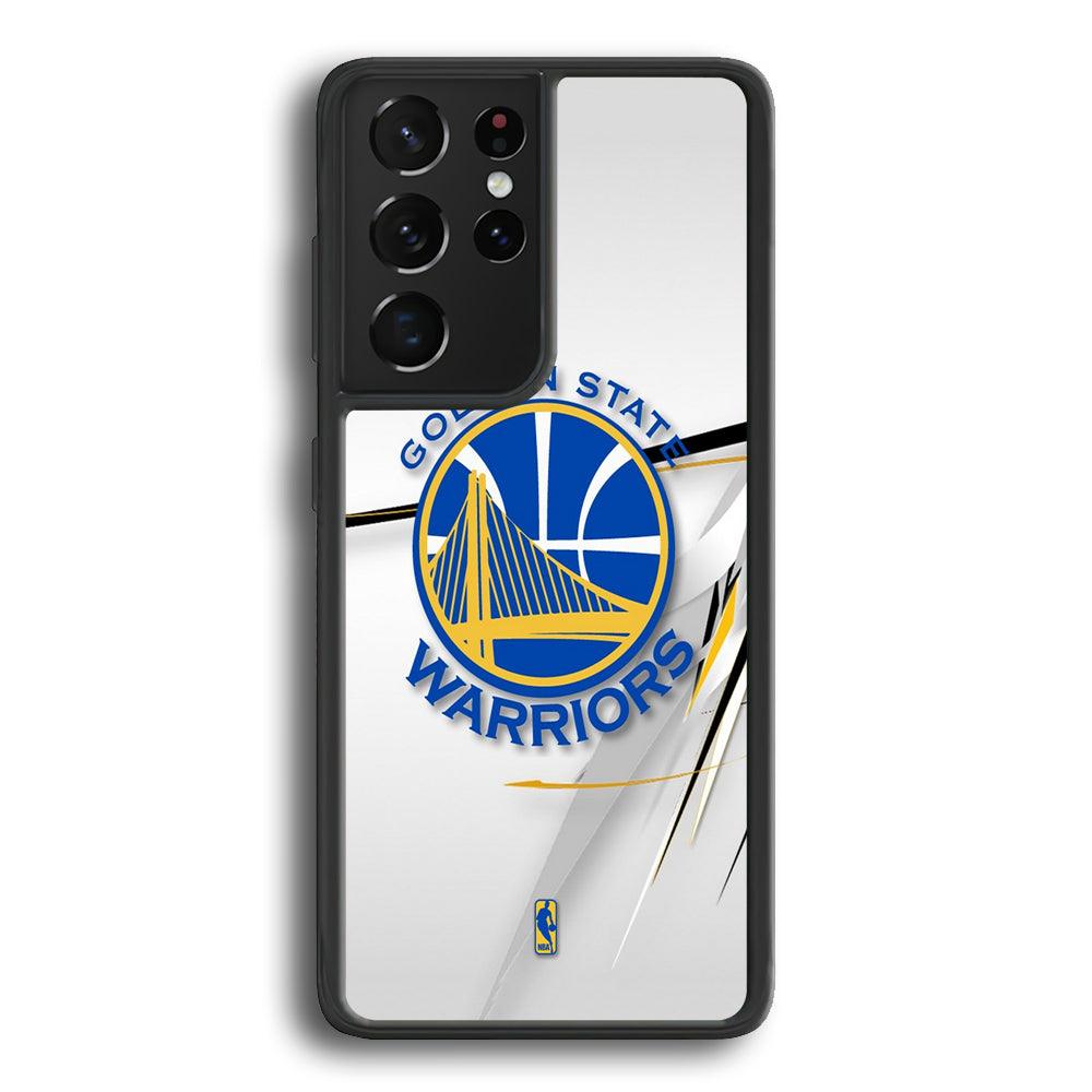 NBA Golden State Warriors Abstract Scratch Samsung Galaxy S24 Ultra Case-Rubber Black (2D Case)-Oxvistore