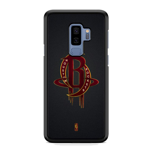 NBA Houston Rockets Gold Coil Samsung Galaxy S9 Plus Case-Rubber White (2D Case)-Oxvistore
