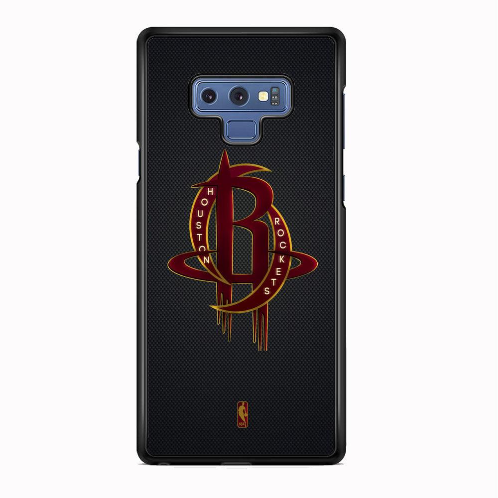 NBA Houston Rockets Gold Coil Samsung Galaxy Note 9 Case-Rubber Black (2D Case)-Oxvistore