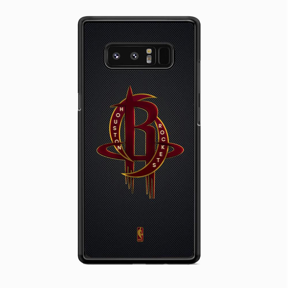 NBA Houston Rockets Gold Coil Samsung Galaxy Note 8 Case-Rubber White (2D Case)-Oxvistore