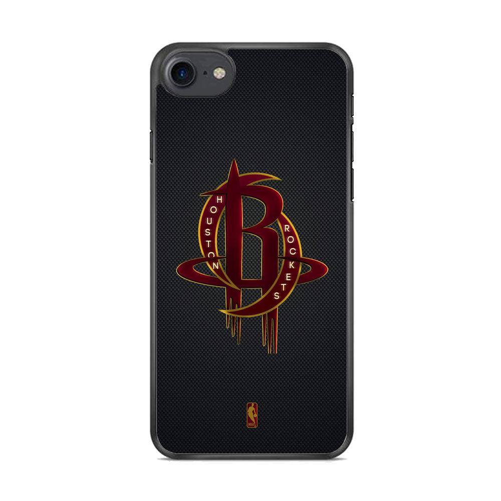 NBA Houston Rockets Gold Coil iPhone 8 Case-Rubber Black (2D Case)-Oxvistore