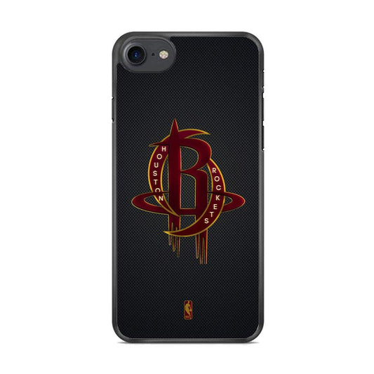 NBA Houston Rockets Gold Coil iPhone 8 Case-Rubber Black (2D Case)-Oxvistore