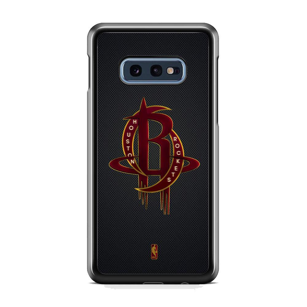 NBA Houston Rockets Gold Coil Samsung Galaxy S10E Case-Rubber Black (2D Case)-Oxvistore