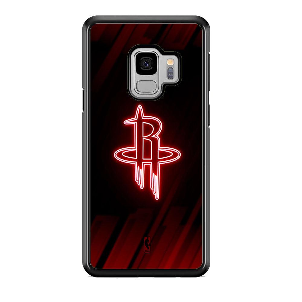 NBA Houston Rockets Red Glow Samsung Galaxy S9 Case-Rubber Black (2D Case)-Oxvistore