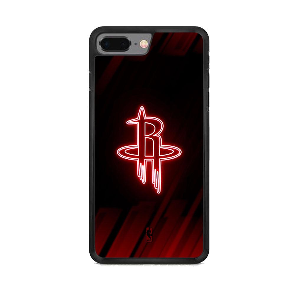 NBA Houston Rockets Red Glow iPhone 8 Plus Case-Rubber Black (2D Case)-Oxvistore