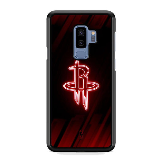 NBA Houston Rockets Red Glow Samsung Galaxy S9 Plus Case-Rubber Black (2D Case)-Oxvistore