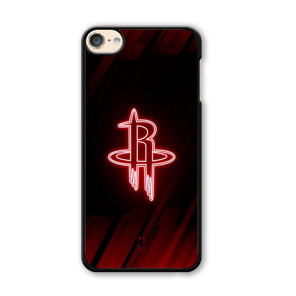 NBA Houston Rockets Red Glow iPod Touch 6 Case-Plastic Black (2D Case)-Oxvistore