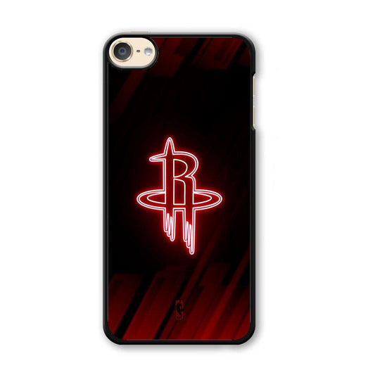 NBA Houston Rockets Red Glow iPod Touch 6 Case-Plastic Black (2D Case)-Oxvistore