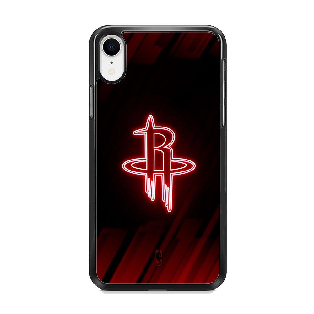 NBA Houston Rockets Red Glow iPhone XR Case-Rubber Black (2D Case)-Oxvistore