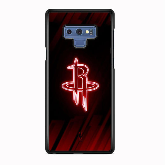 NBA Houston Rockets Red Glow Samsung Galaxy Note 9 Case-Rubber Black (2D Case)-Oxvistore